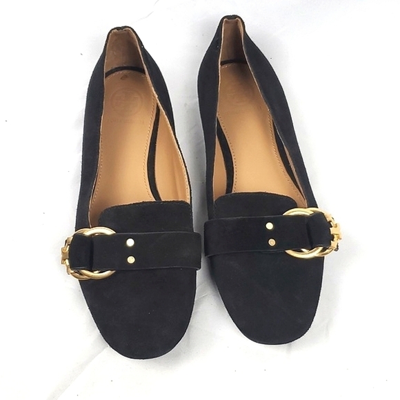 Tory Burch Marsden Black Suede Smoking Flat - Picture 2 of 10